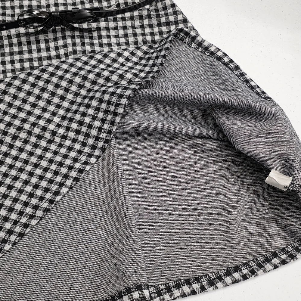 Girls Black & White Gingham Checkered Belted Dress Size 10 NEW without Tags